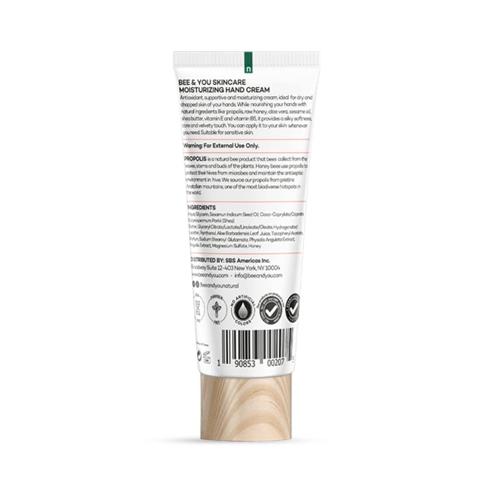 BEE and YOU Ultra Hydrating Natural Hand Cream, Fast Absorbing & Extra Protection with Shea Butter, Vitamin B5, Raw Honey and Bee Propolis, 1.69 fl. oz…