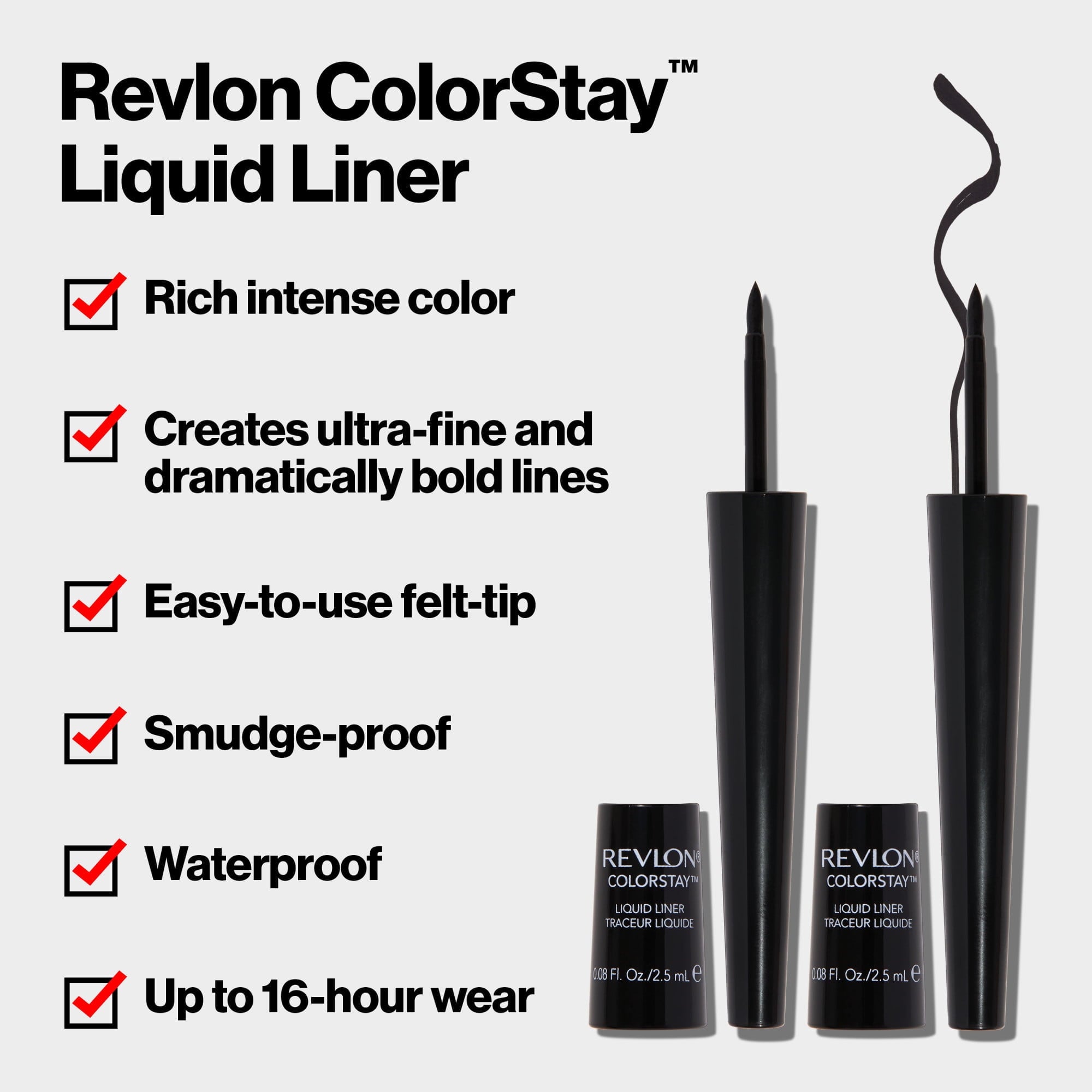 Revlon Liquid Eyeliner by Revlon, ColorStay Eye Makeup, Waterproof, Smudgeproof, Longwearing with Ultra-Fine Tip, Brown Black, 0.08 Fl Oz