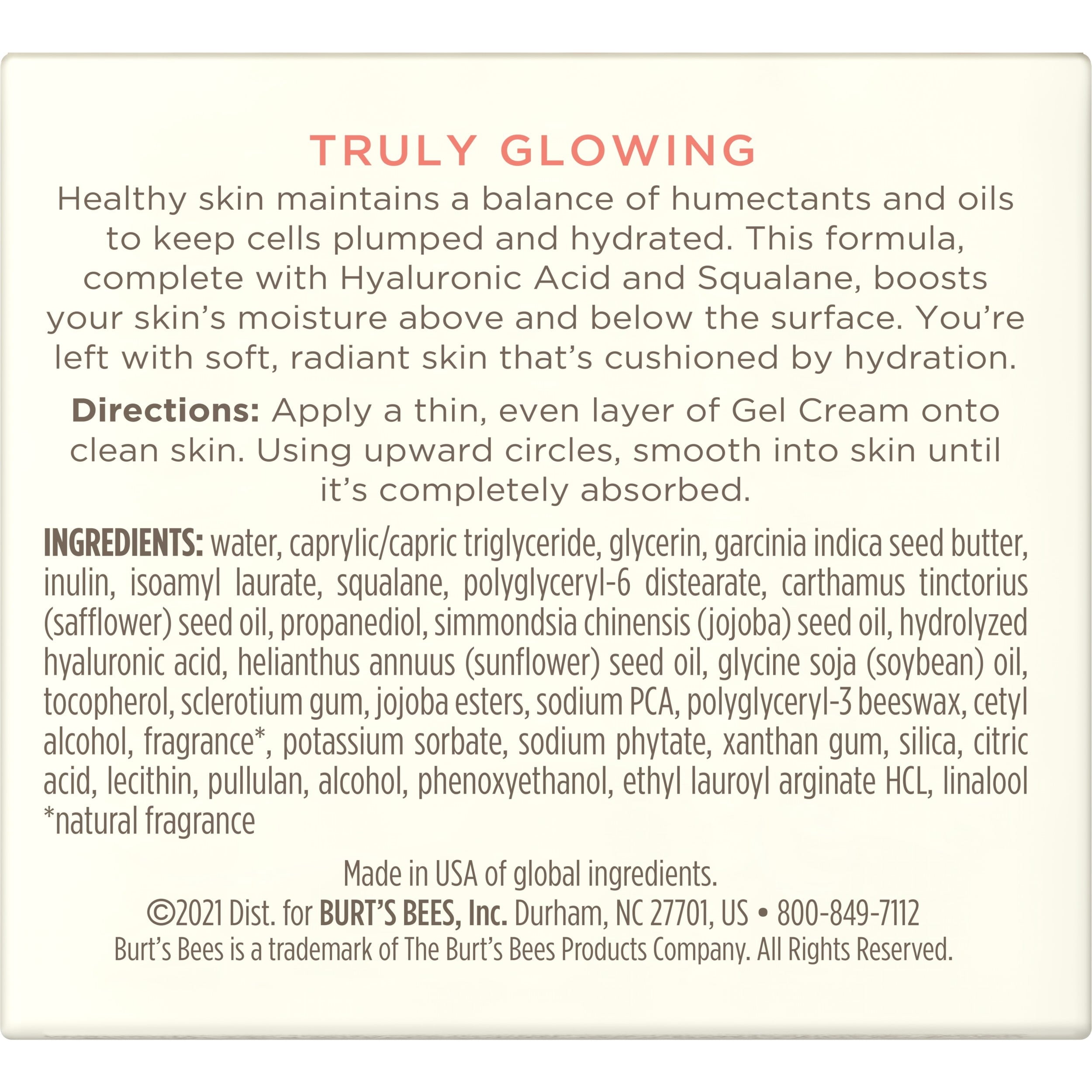 Burt's Bees Hydrating Gel Cream with Hyaluronic Acid and Squalane, 1.8 Fluid Ounces