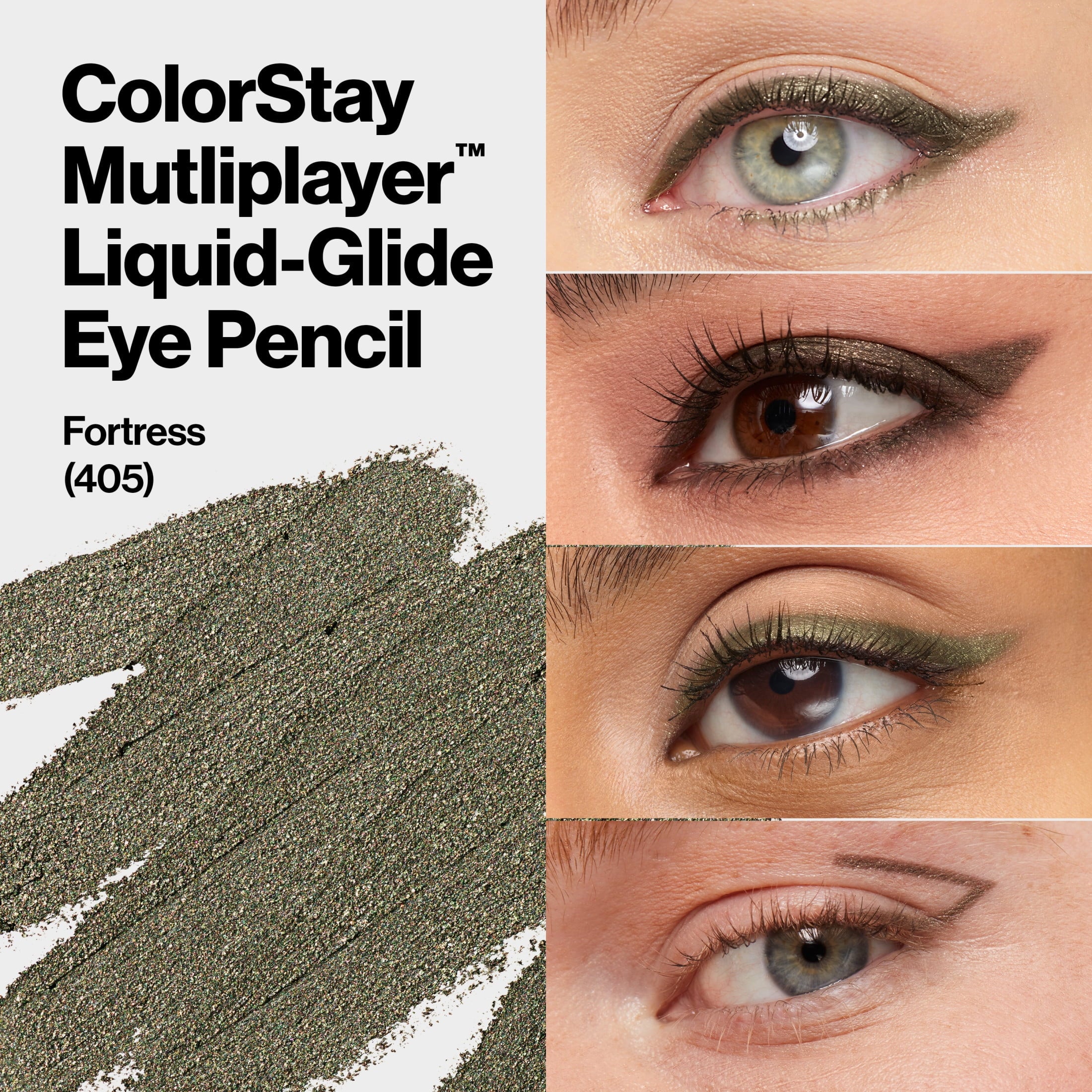 Revlon ColorStay Multiplayer Liquid-Glide Eye Pencil, Waterproof Eye Liner, 405 Fortress, 0.03 oz