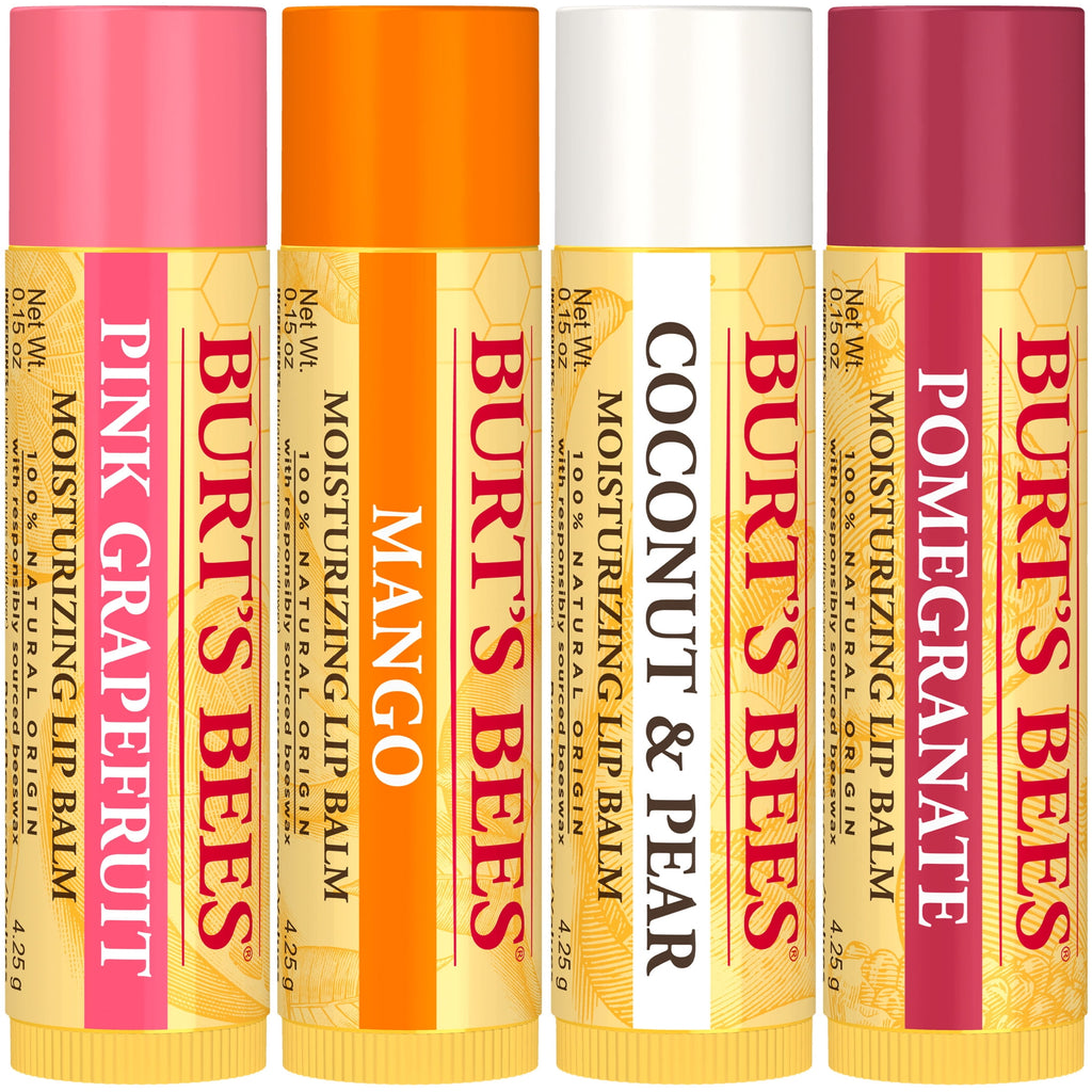 Burt's Bees 100% Natural Origin Moisturizing Lip Balm with Beeswax, Superfruit, 4 Tubes