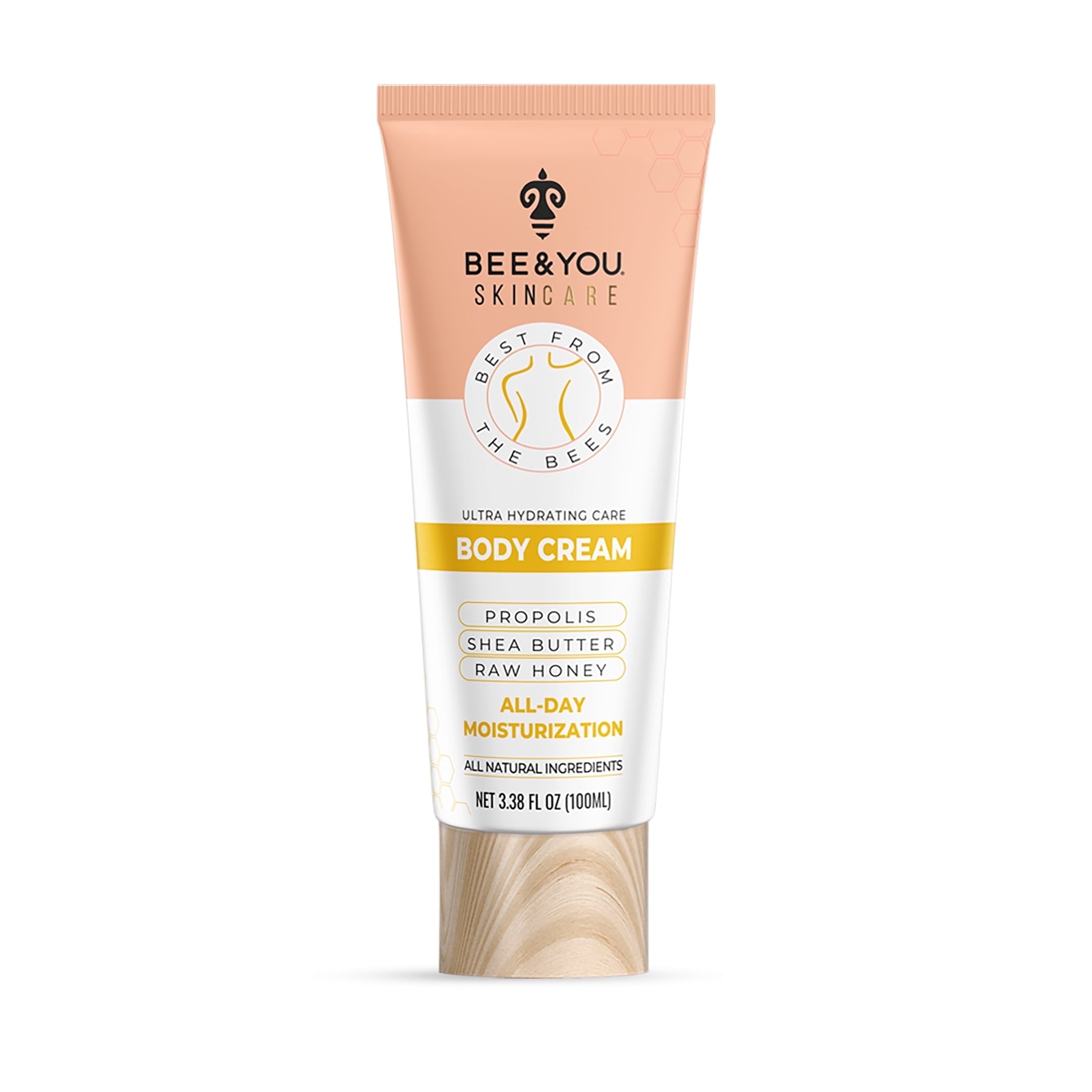 BEE and YOU Ultra Hydrating Natural Body Cream, Fast Absorbing & Extra Protection with Shea Butter, Argan Oil, Vitamin B5, Raw Honey and Bee Propolis, 3.38 fl. oz…