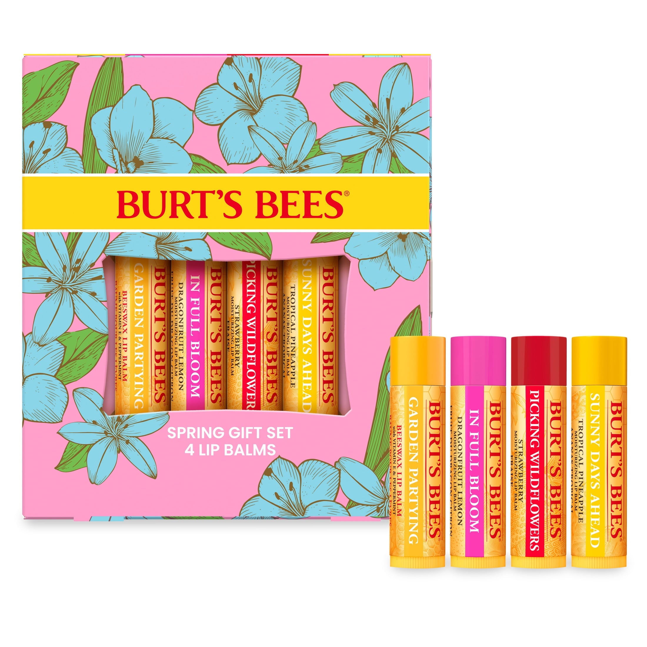 Burt's Bees Beeswax Bounty In Full Bloom Lip Balm Gift Set, 4-Pack, 0.15 oz.