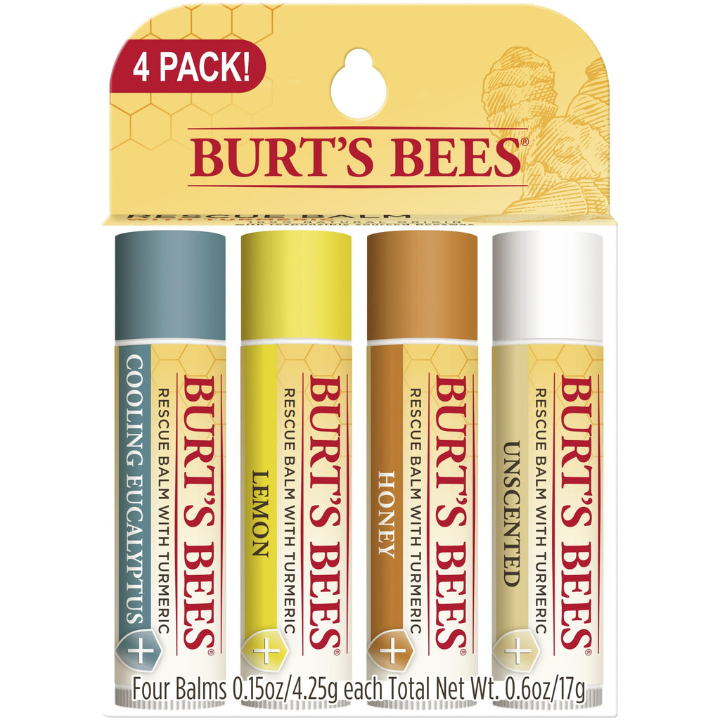 Burt's Bees Rescue Balm Lip Balm Pack, 4-Pack, 0.15 oz.