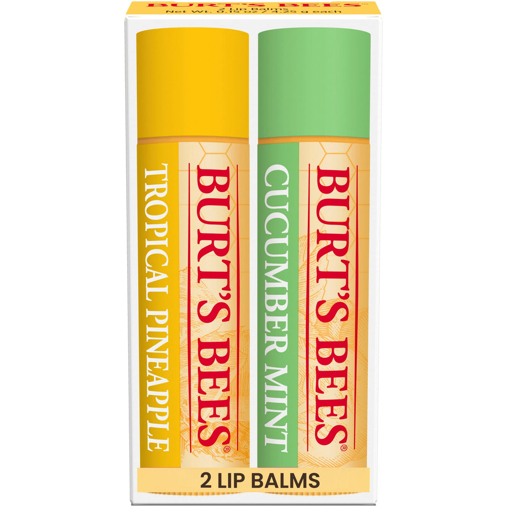 Burts Bees Tropical Pineapple and Cucumber Mint Lip Balm Pack, 2-Pack, 0.15 oz. Each