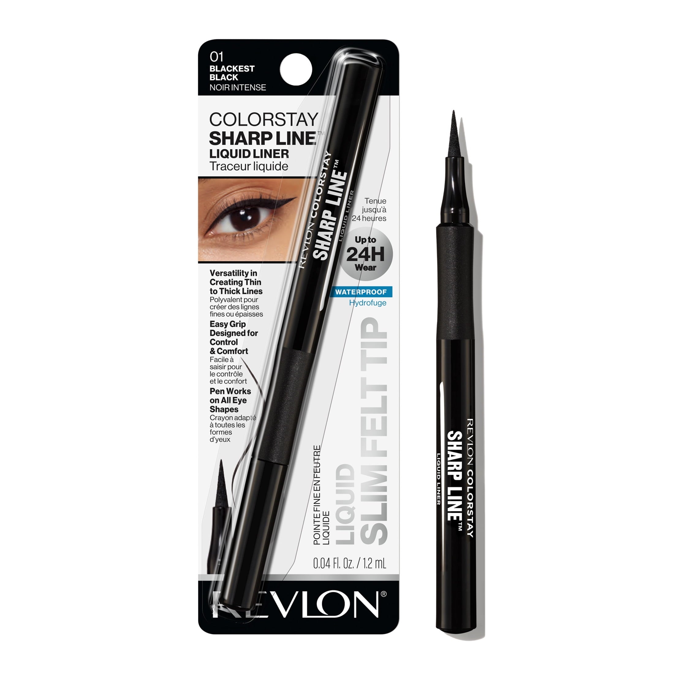 Revlon ColorStay Sharp Line Waterproof Liquid Eyeliner, Blackest Black, 0.04 fl oz