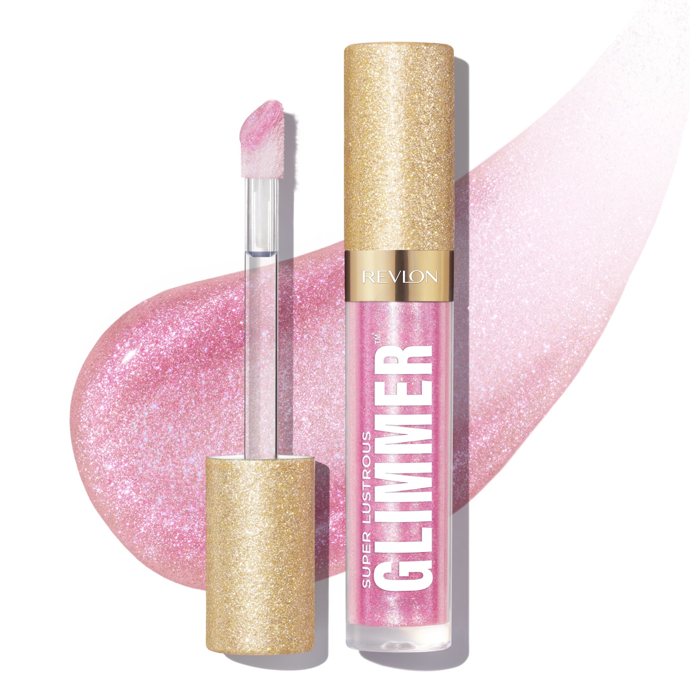 Revlon Super Lustrous Glimmer High-Shine Lip Gloss, 002 Pink Prisma, 0.13 fl oz