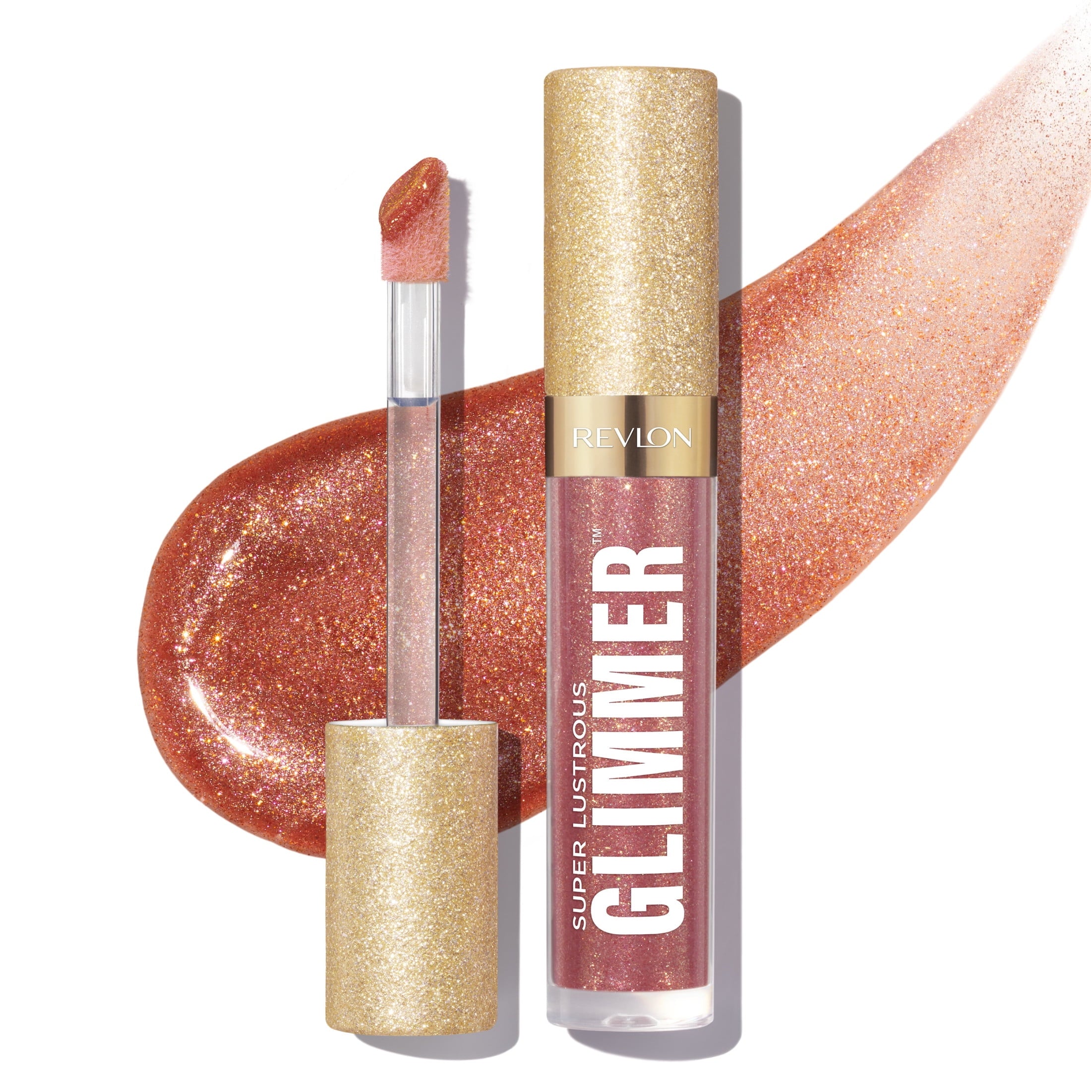 Revlon Super Lustrous Glimmer High-Shine Lip Gloss, 005 Glazed Almond, 0.13 fl oz