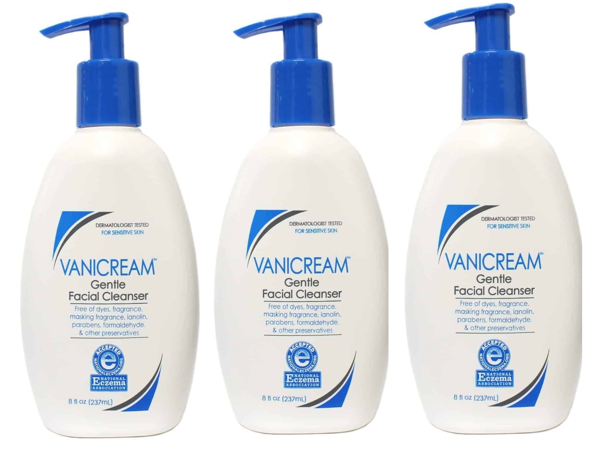 Vanicream Gentle Facial Cleanser For Sensitive Skin-Gluten Free, 8 oz (Pack of 3)