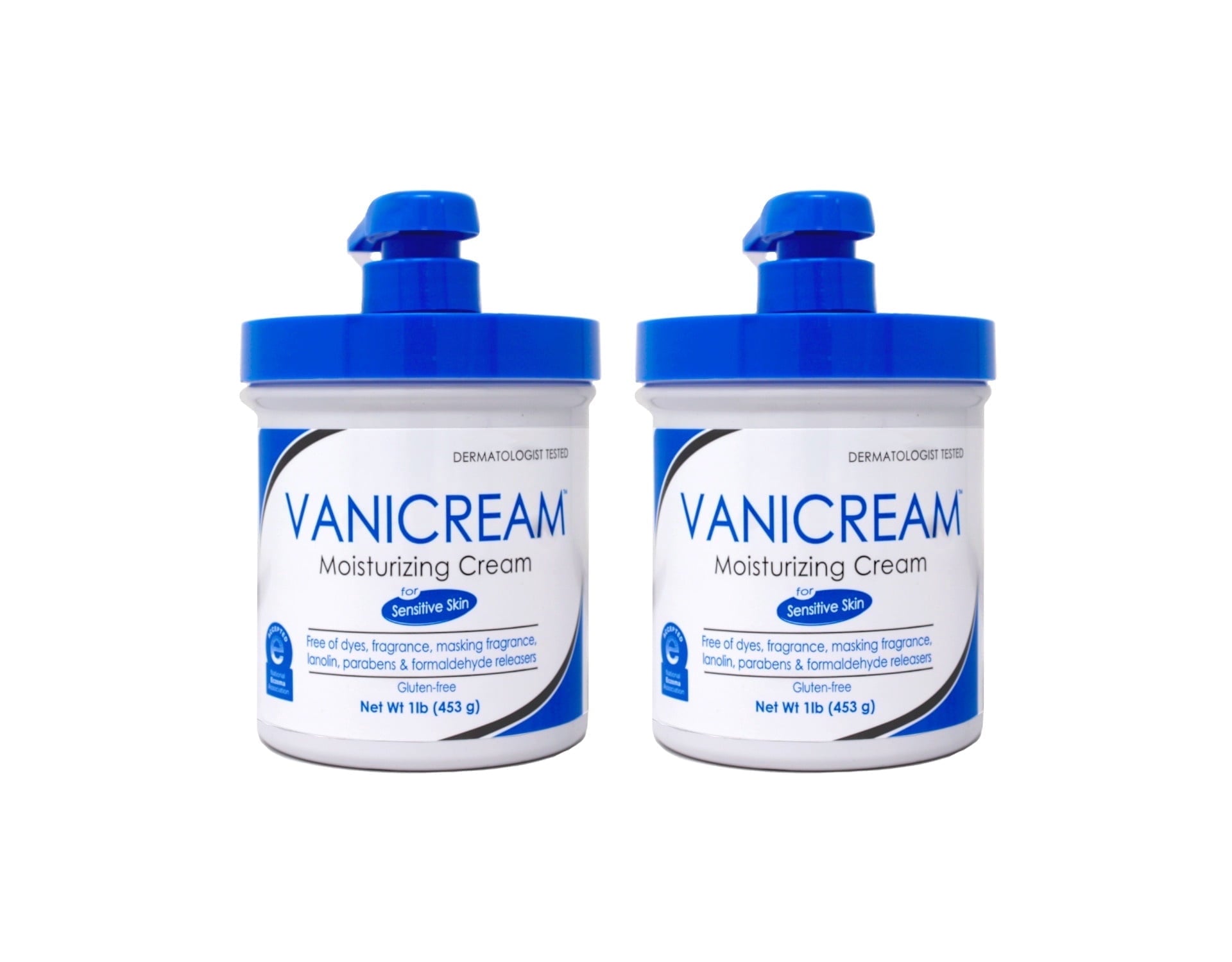 Vanicream Moisturizing Skin Cream for Sensitive Skin with Pump Dispenser - 16 fl oz (1 lb) -2 Pack