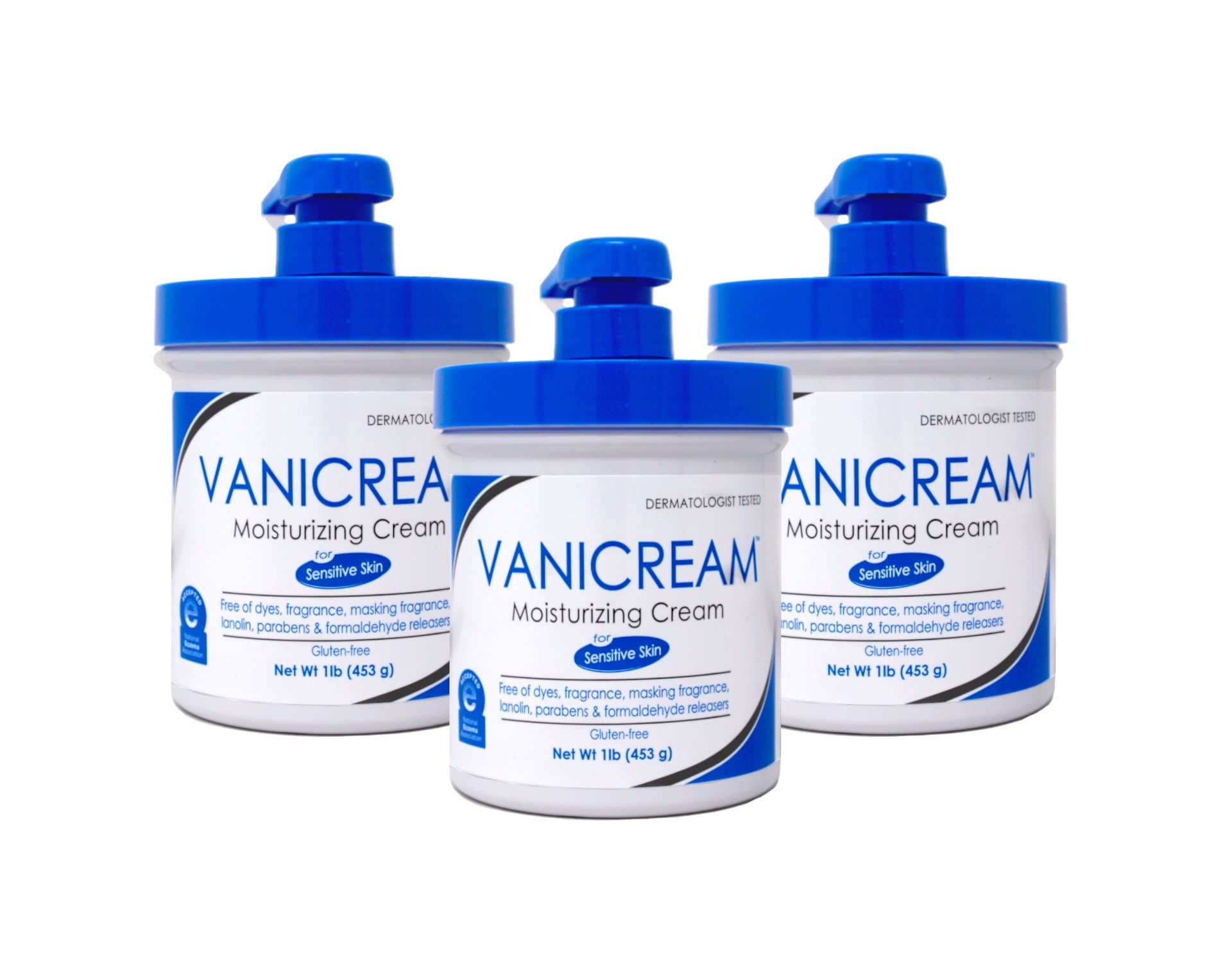 Vanicream Moisturizing Skin Cream for Sensitive Skin with Pump Dispenser - 16 fl oz (1 lb) - 3 Pack