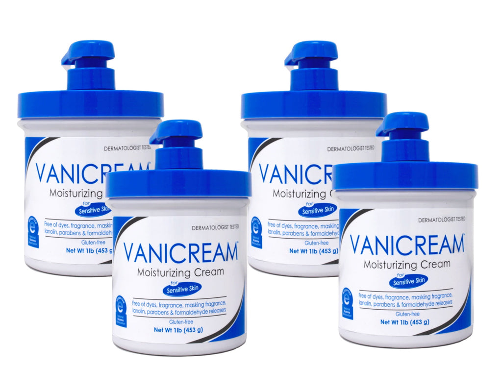 Vanicream Gentle Moisturizing Skin Cream for Sensitive Skin with Pump Dispenser, Unscented, 16 fl oz, 4 Pack