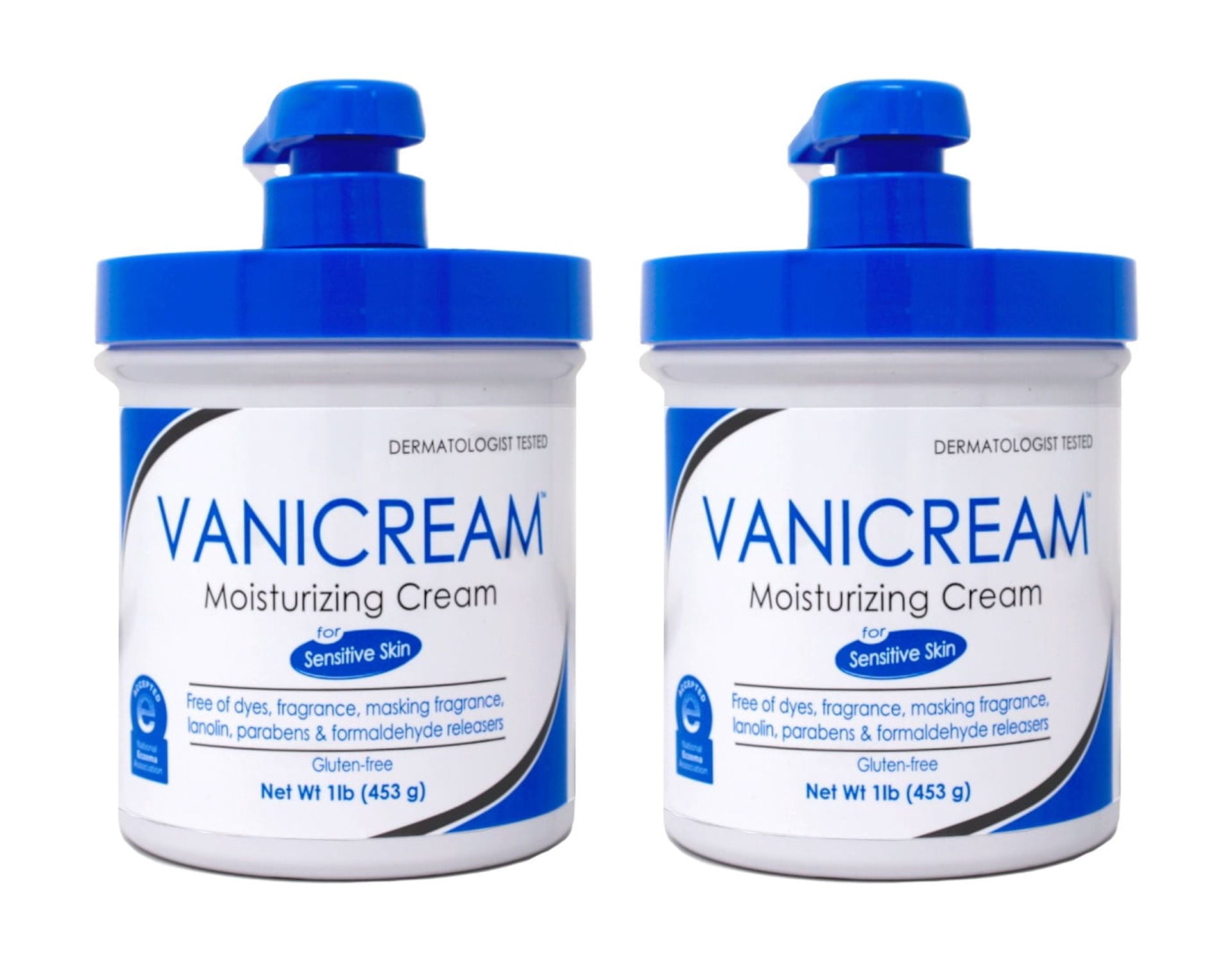Vanicream Moisturizing Skin Cream for Sensitive Skin with Pump Dispenser - 16 fl oz (1 lb) (Pack of 2)