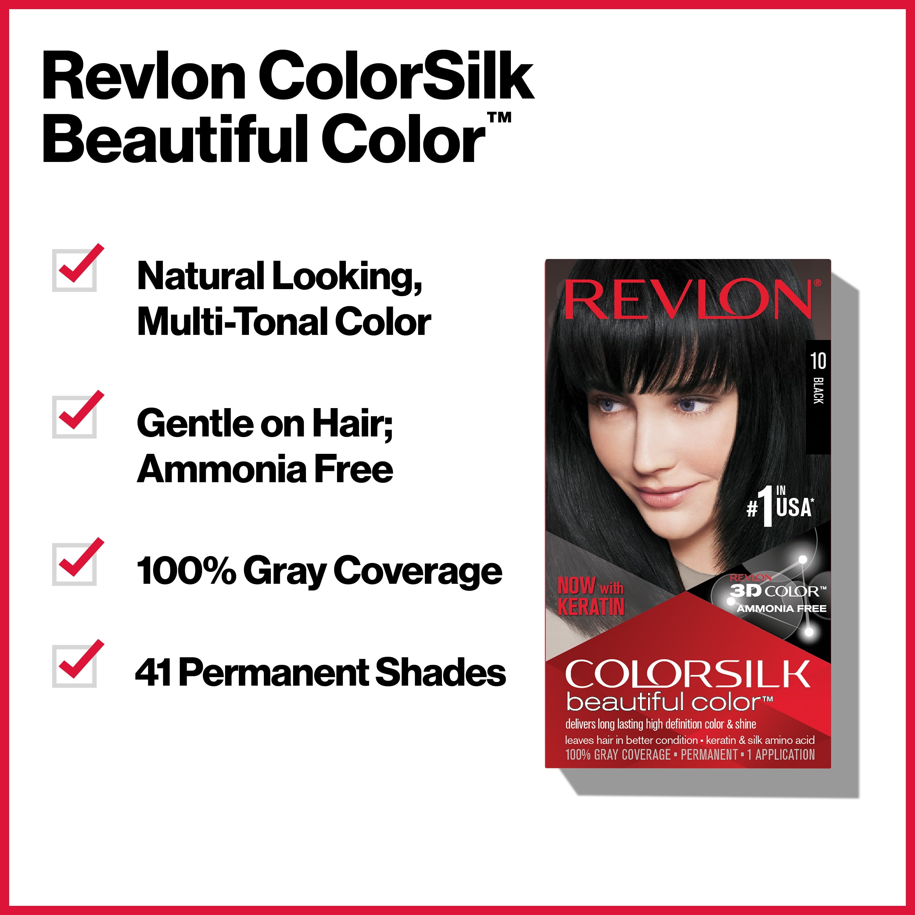 Revlon Colorsilk Beautiful Color Permanent Hair Dye, Dark Brown, At-Home Full Coverage Application Kit, 11 Soft Black, 1 count