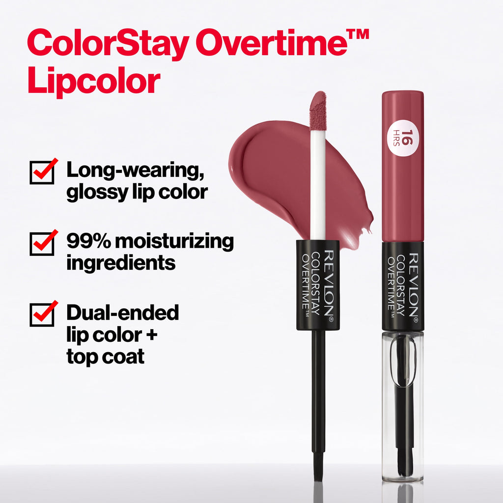 Revlon ColorStay Overtime Longwearing Gloss Lipstick with Vitamin E, 320 Faithful Fawn, 0.07 fl oz