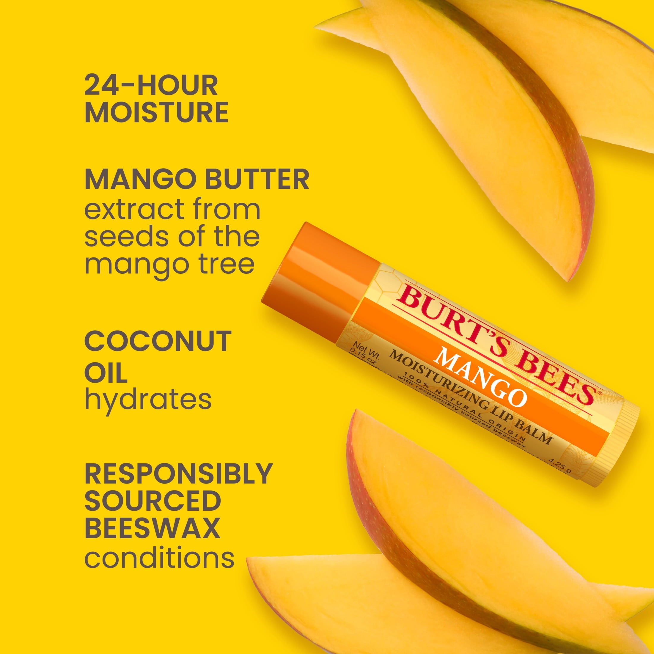 Burt's Bees 100% Natural Origin Moisturizing Lip Balm with Beeswax, Superfruit, 4 Tubes