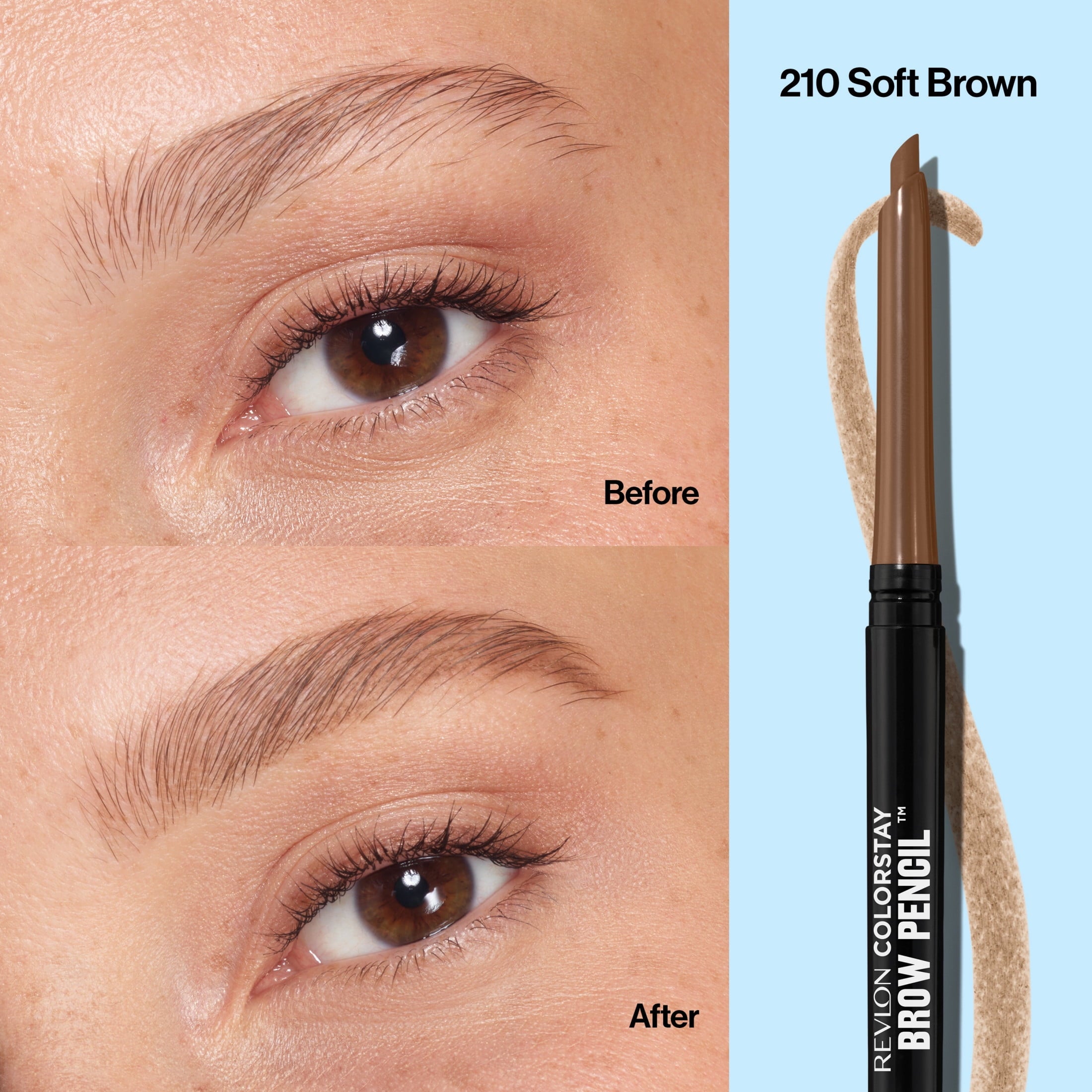 Revlon ColorStay Waterproof Eyebrow Pencil, Mechanical & Long Lasting, 210 Soft Brown, 0.021 oz