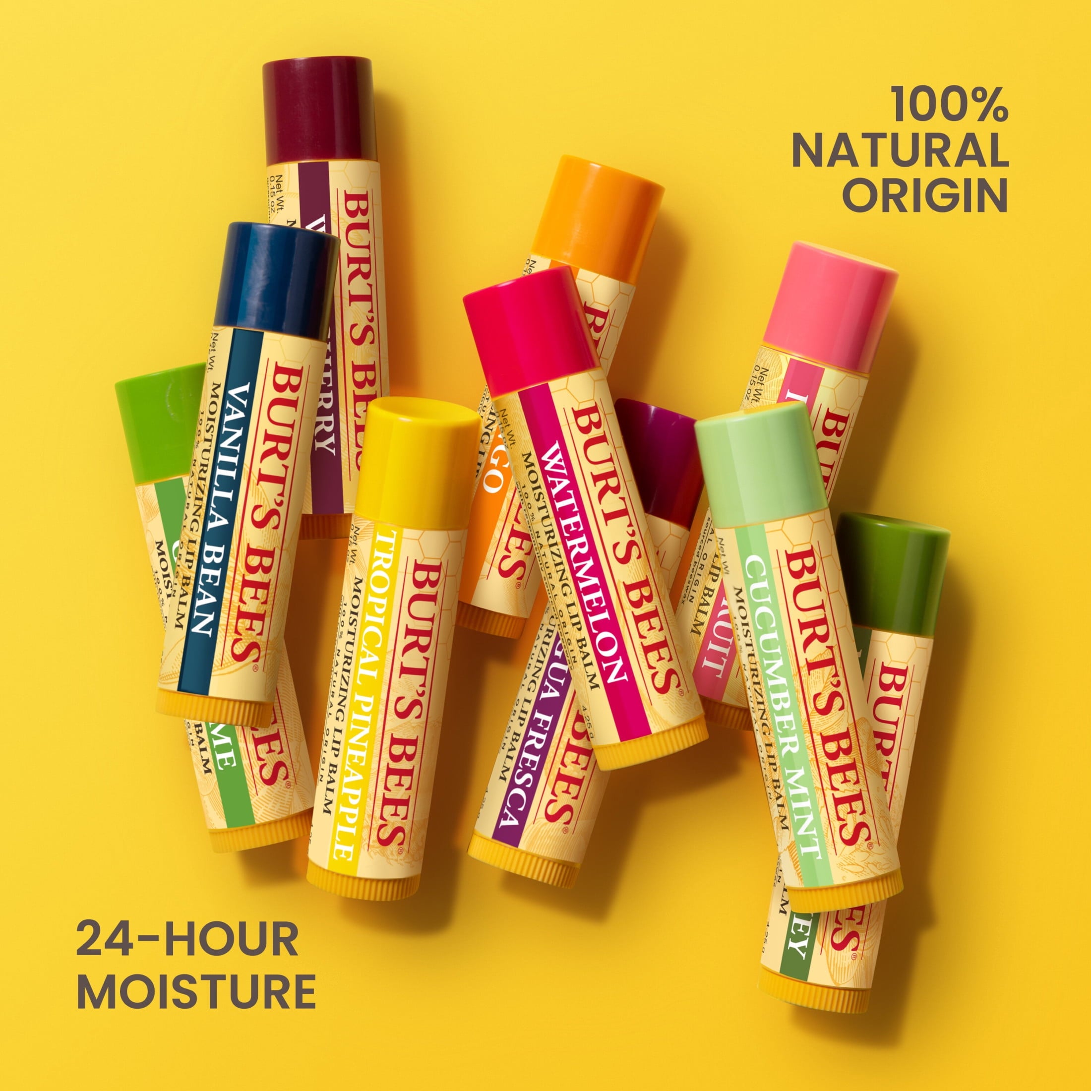 Burt's Bees 100% Natural Origin Moisturizing Lip Balm with Beeswax, Superfruit, 4 Tubes
