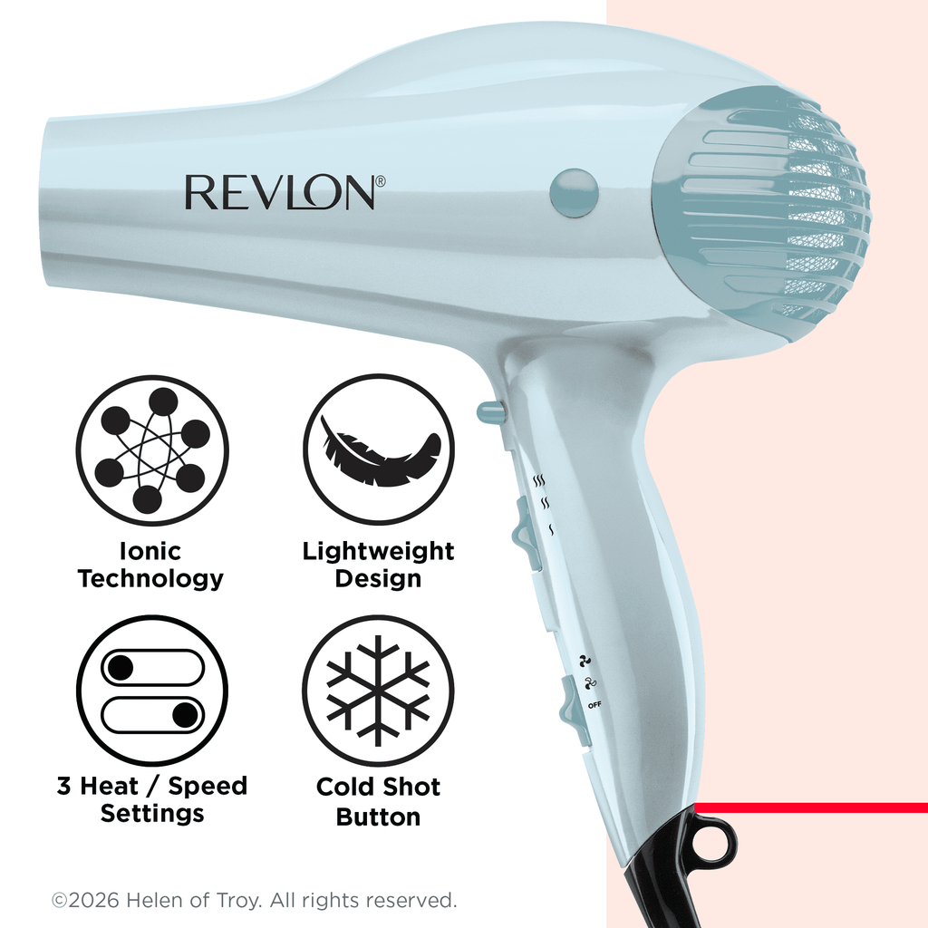 Revlon Ionic Volume Booster Hair Dryer, 1875W, Blue Silver