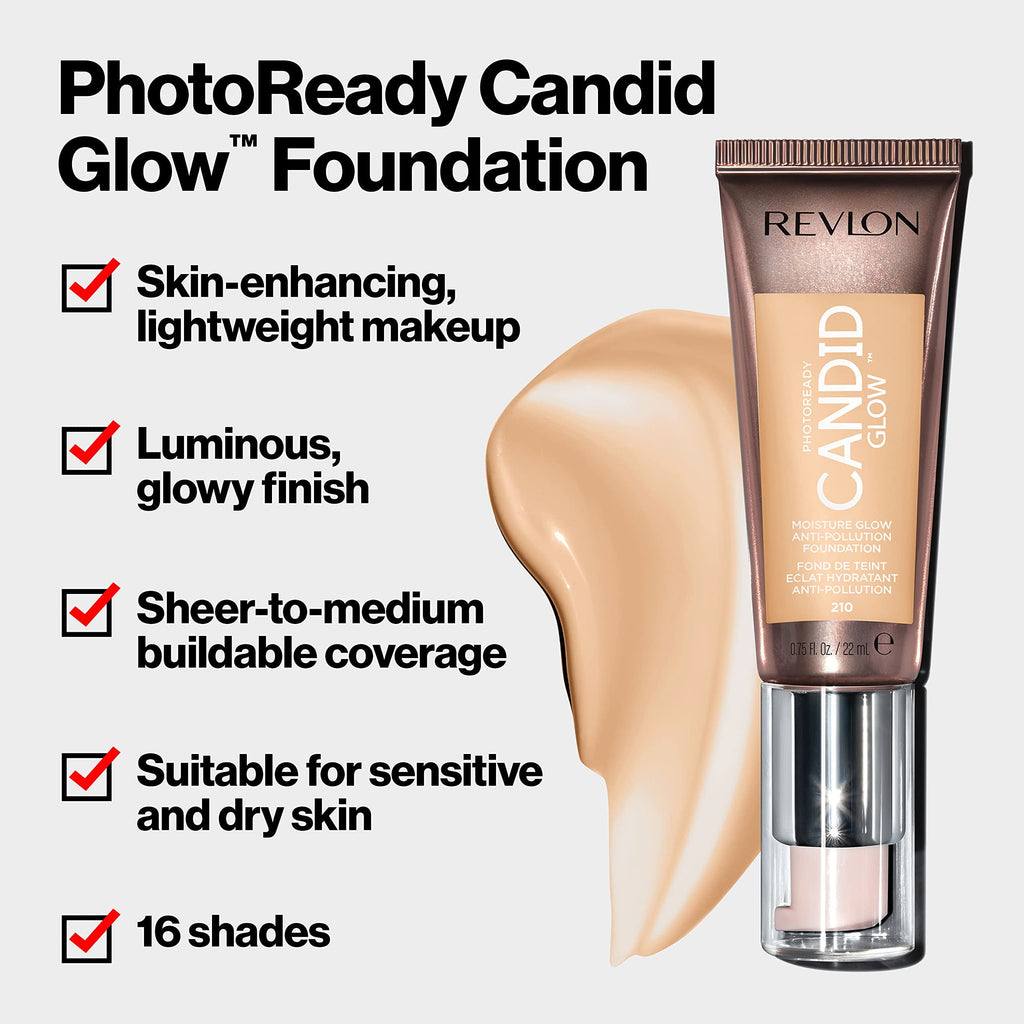 PhotoReady Candid Glow Moisture Glow Anti-Pollution Foundation, 500 Almond, 0.75 fl oz