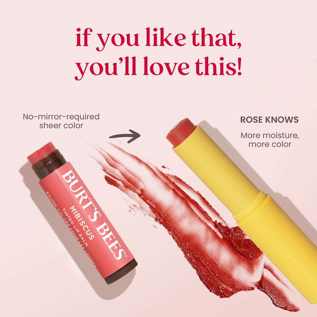 Burt's Bees Rose Knows Tinted Boosted Lip Balm, Natural Origin Lip Care, Moisturizing Lip Balm for Dry Lips, 1 Tube, 0.16 oz.