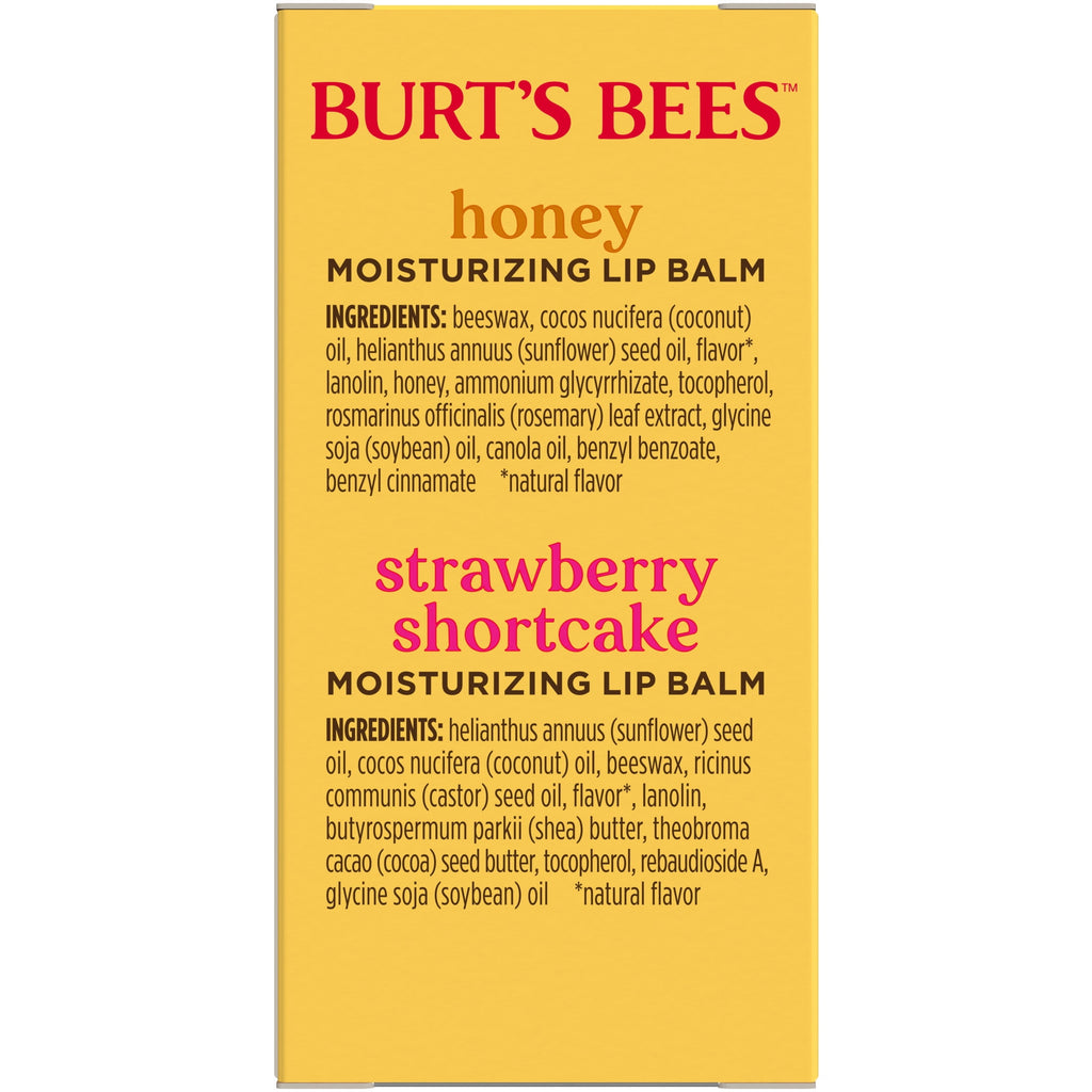 Burts Bees Honey and Strawberry Shortcake Lip Balm Pack, 2-Pack, 0.15 oz.