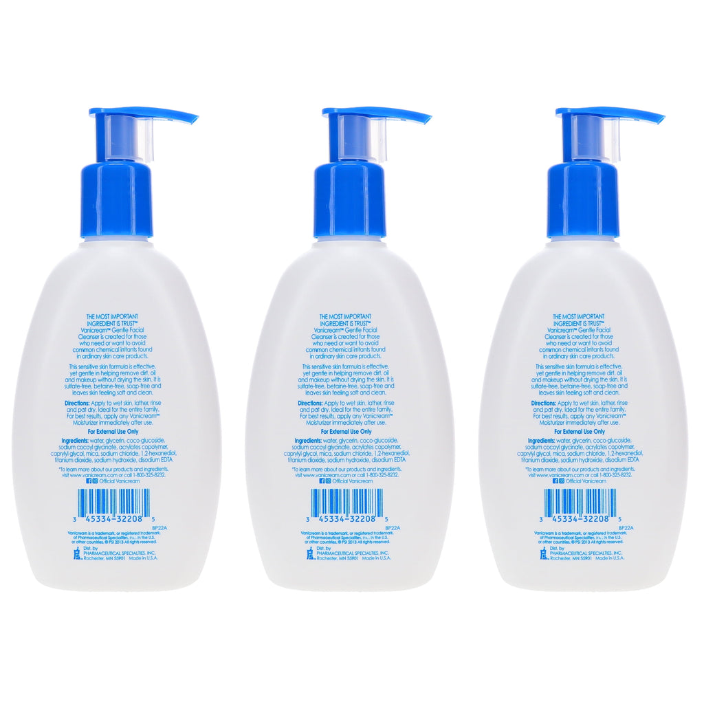 Vanicream Gentle Facial Cleanser 8 oz 3 Pack