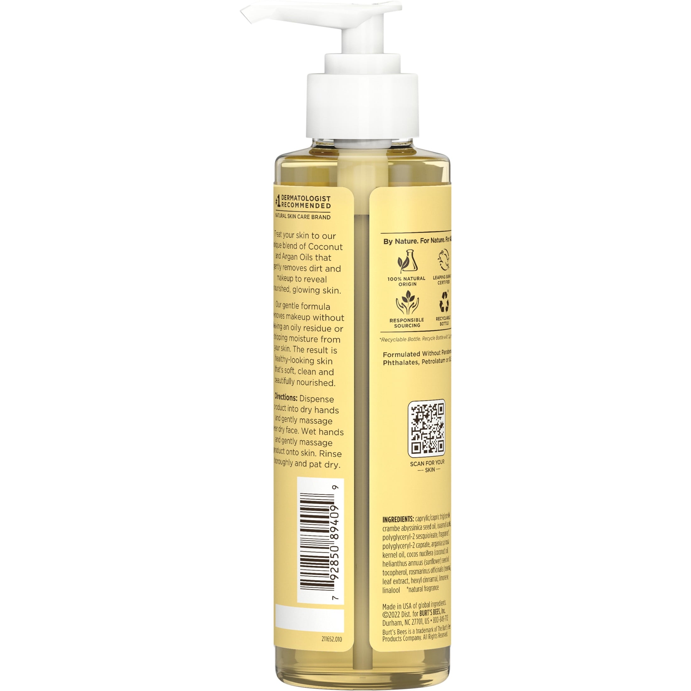 Burt's Bees Nourishing Cleansing Oil Face Wash with Coconut and Argan Oils, 6 fl oz