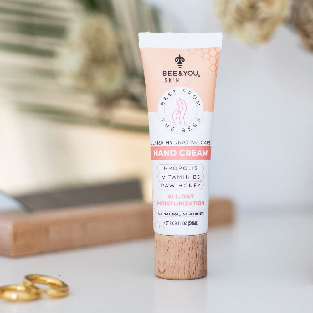 BEE and YOU Ultra Hydrating Natural Hand Cream, Fast Absorbing & Extra Protection with Shea Butter, Vitamin B5, Raw Honey and Bee Propolis, 1.69 fl. oz…