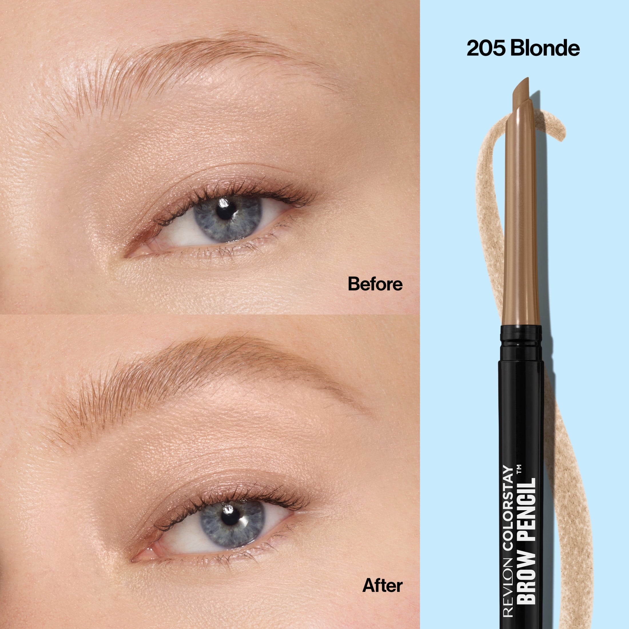(4 pack) Revlon ColorStay Waterproof Eyebrow Pencil, Mechanical & Long Lasting, 205 Blonde, 0.021 oz