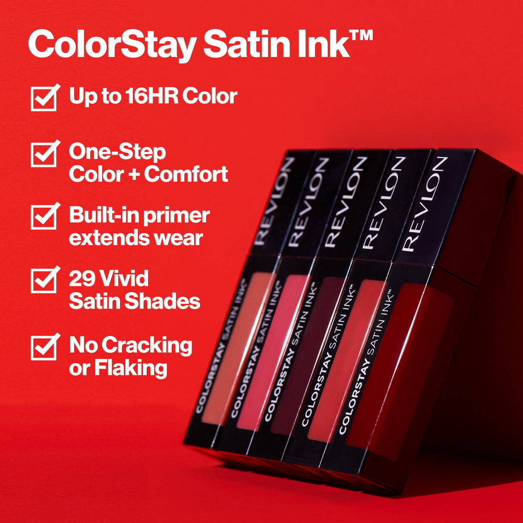 Revlon ColorStay Satin Ink Long Lasting Lipstick with Vitamin E, 023 Up All Night, 0.17 fl oz