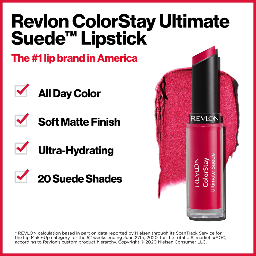 Revlon ColorStay Ultimate Suede Lipstick, Longwear Soft, Ultra-Hydrating High-Impact Lip Color, Formulated with Vitamin E, 075 Cruise Collection, 0.09 oz