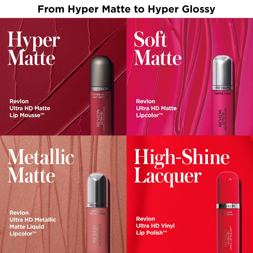 Revlon Ultra HD Metallic Matte Liquid Lipcolor, Liquid Lipstick, 100% Wax-Free, Gleam
