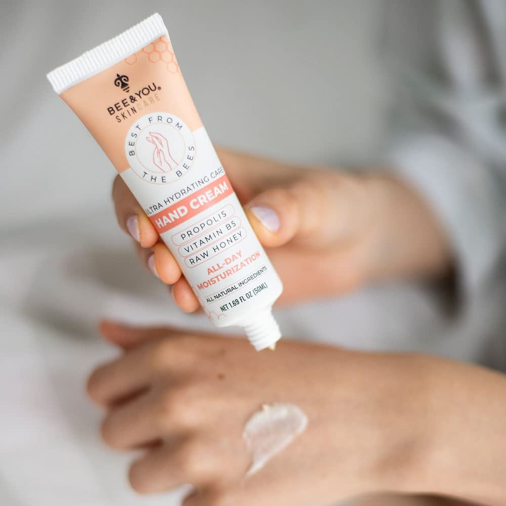 BEE and YOU Ultra Hydrating Natural Hand Cream, Fast Absorbing & Extra Protection with Shea Butter, Vitamin B5, Raw Honey and Bee Propolis, 1.69 fl. oz…