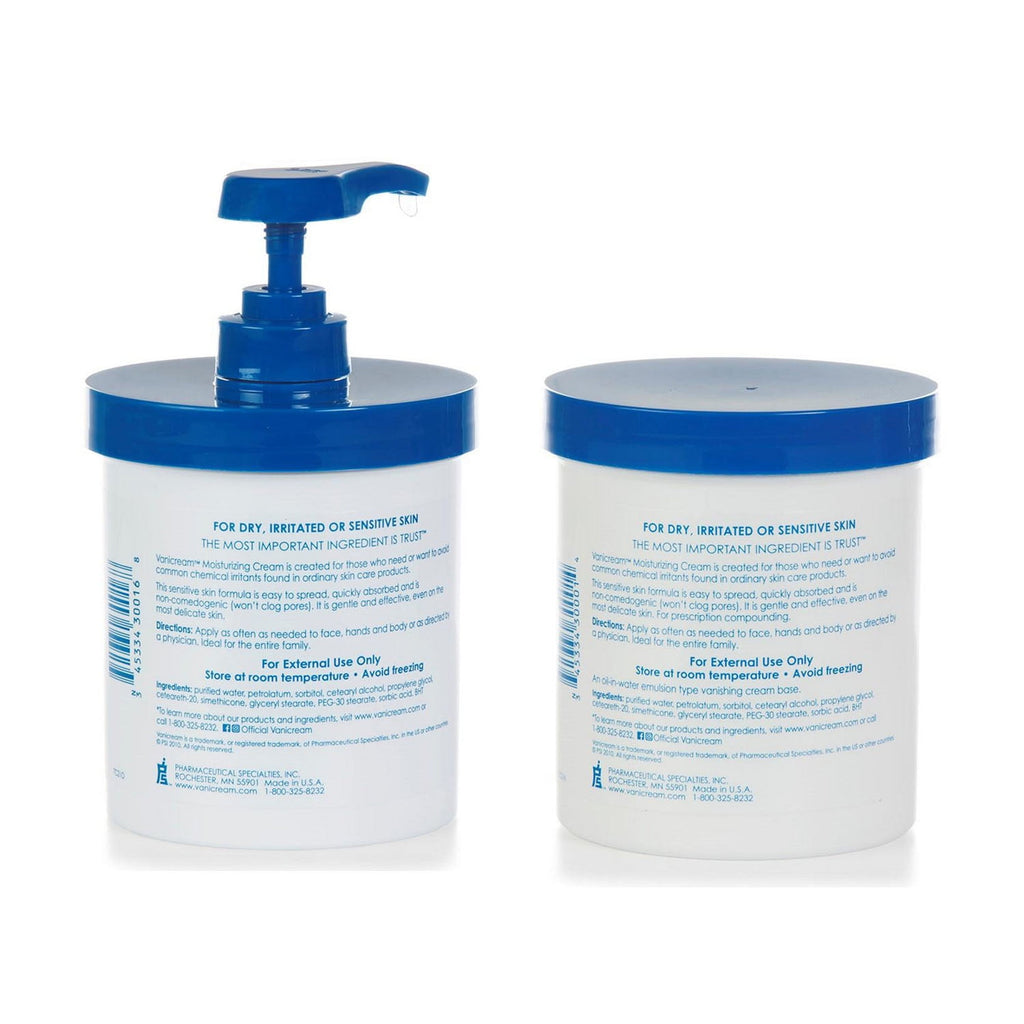 Vanicream Moisturizing Skin Cream with Pump Dispenser 16 oz & Moisturizing Skin Cream Jar 16 oz Combo Pack