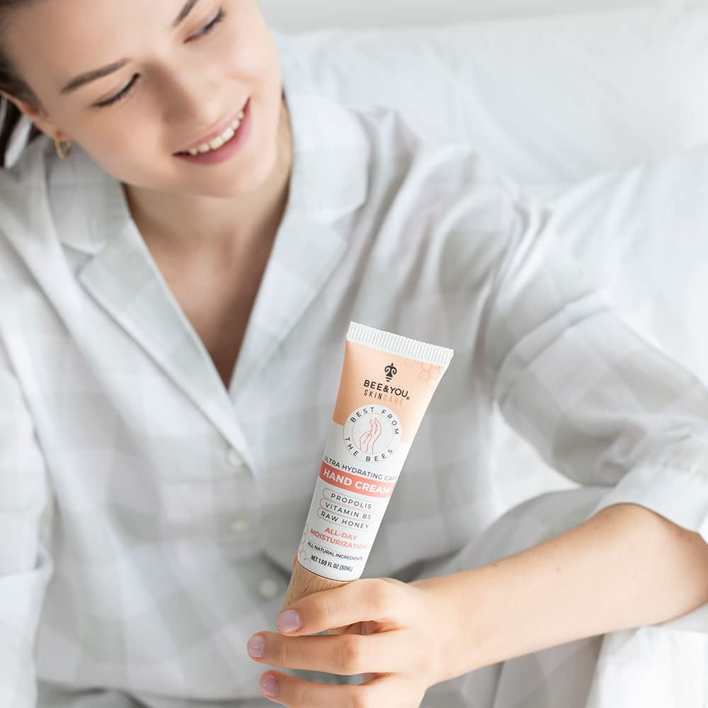 BEE and YOU Ultra Hydrating Natural Hand Cream, Fast Absorbing & Extra Protection with Shea Butter, Vitamin B5, Raw Honey and Bee Propolis, 1.69 fl. oz…