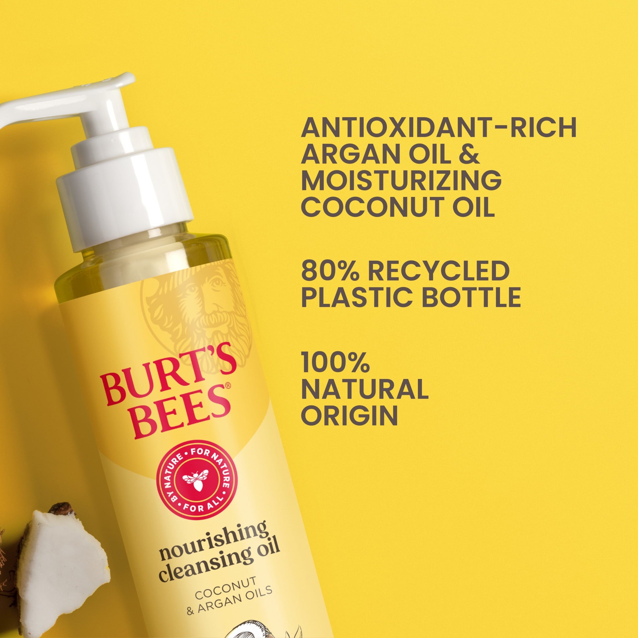 Burt's Bees Nourishing Cleansing Oil Face Wash with Coconut and Argan Oils, 6 fl oz