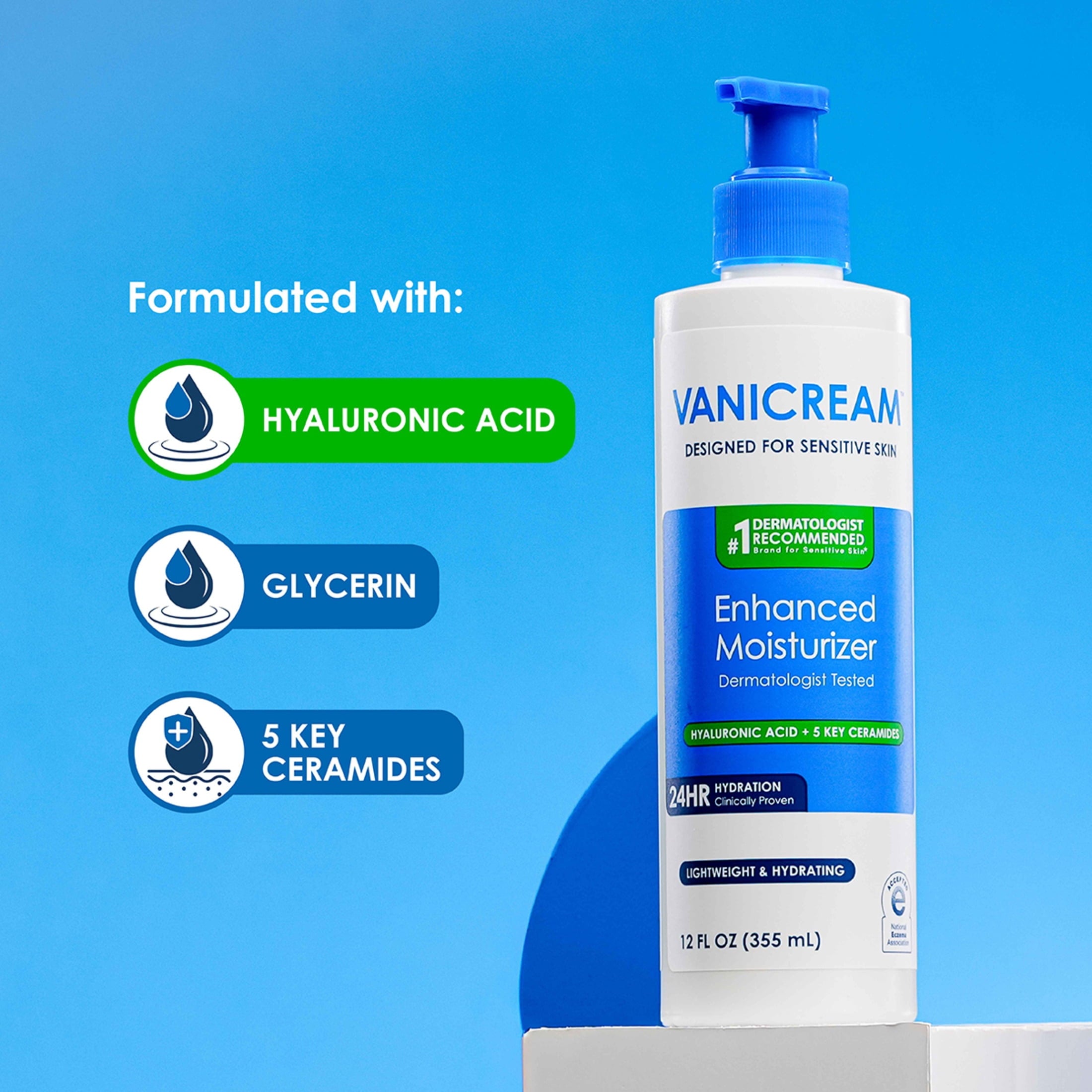 Vanicream Enhanced Moisturizer with Ceramides and Hyaluronic Acid Designed for Sensitive Skin