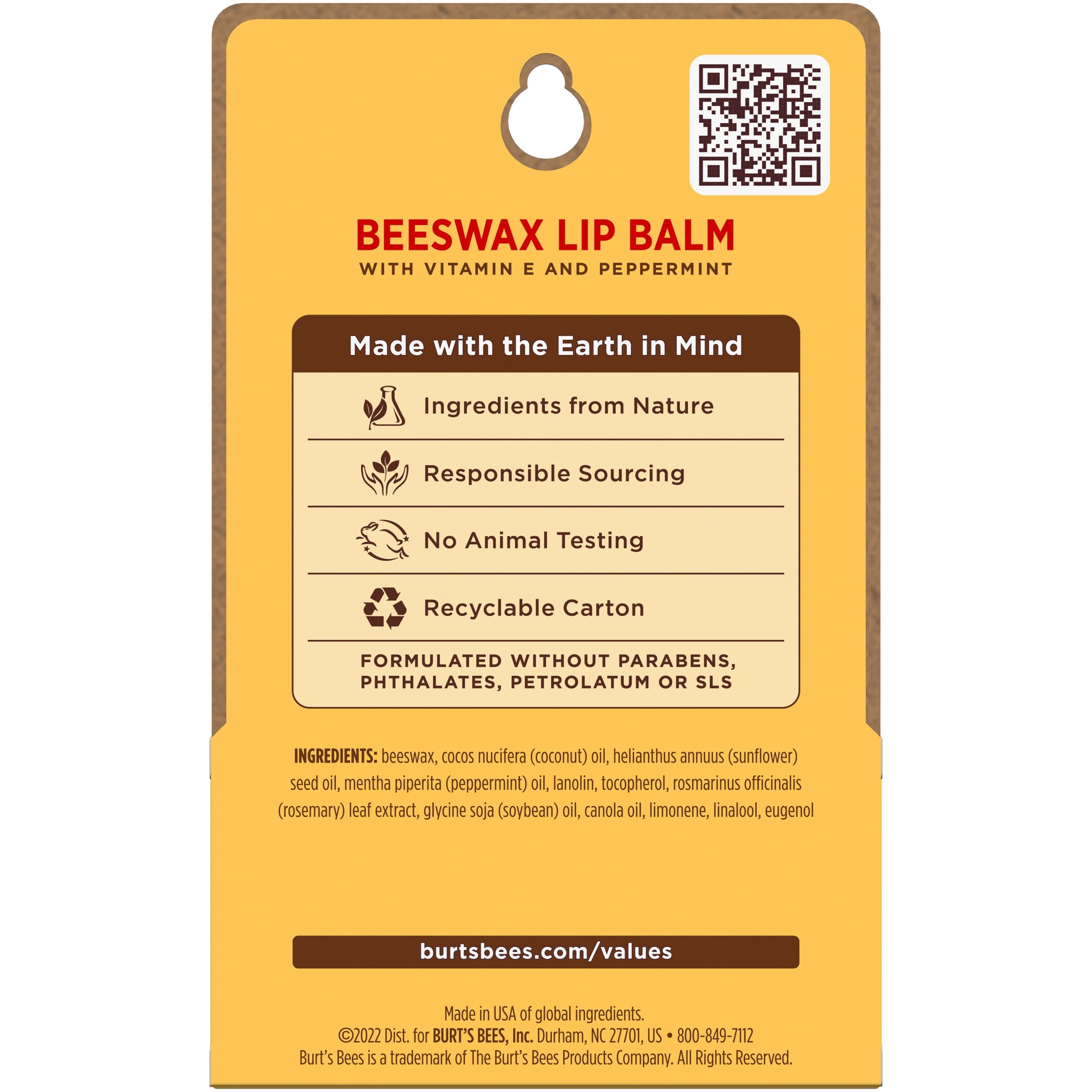 Burts Bees 100% Natural Origin Moisturizing Lip Balm, Original Beeswax, 2 Tube