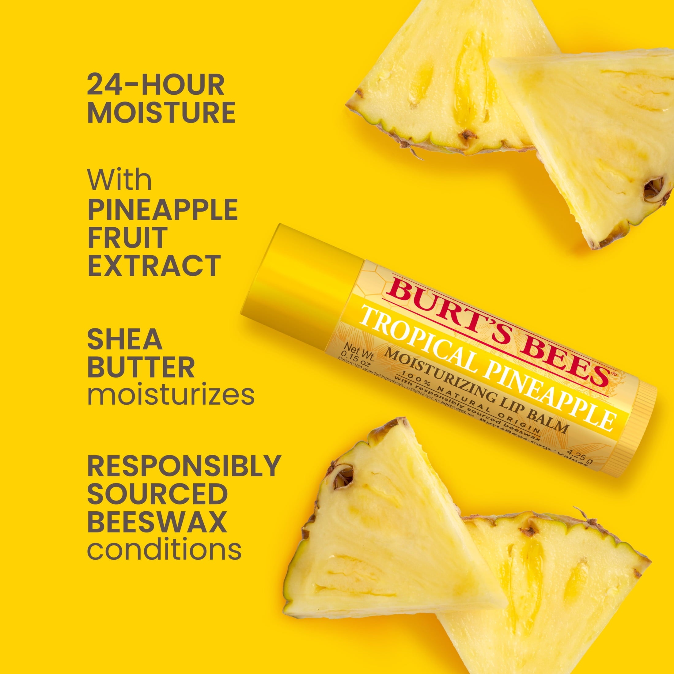 Burts Bees Tropical Pineapple and Cucumber Mint Lip Balm Pack, 2-Pack, 0.15 oz. Each