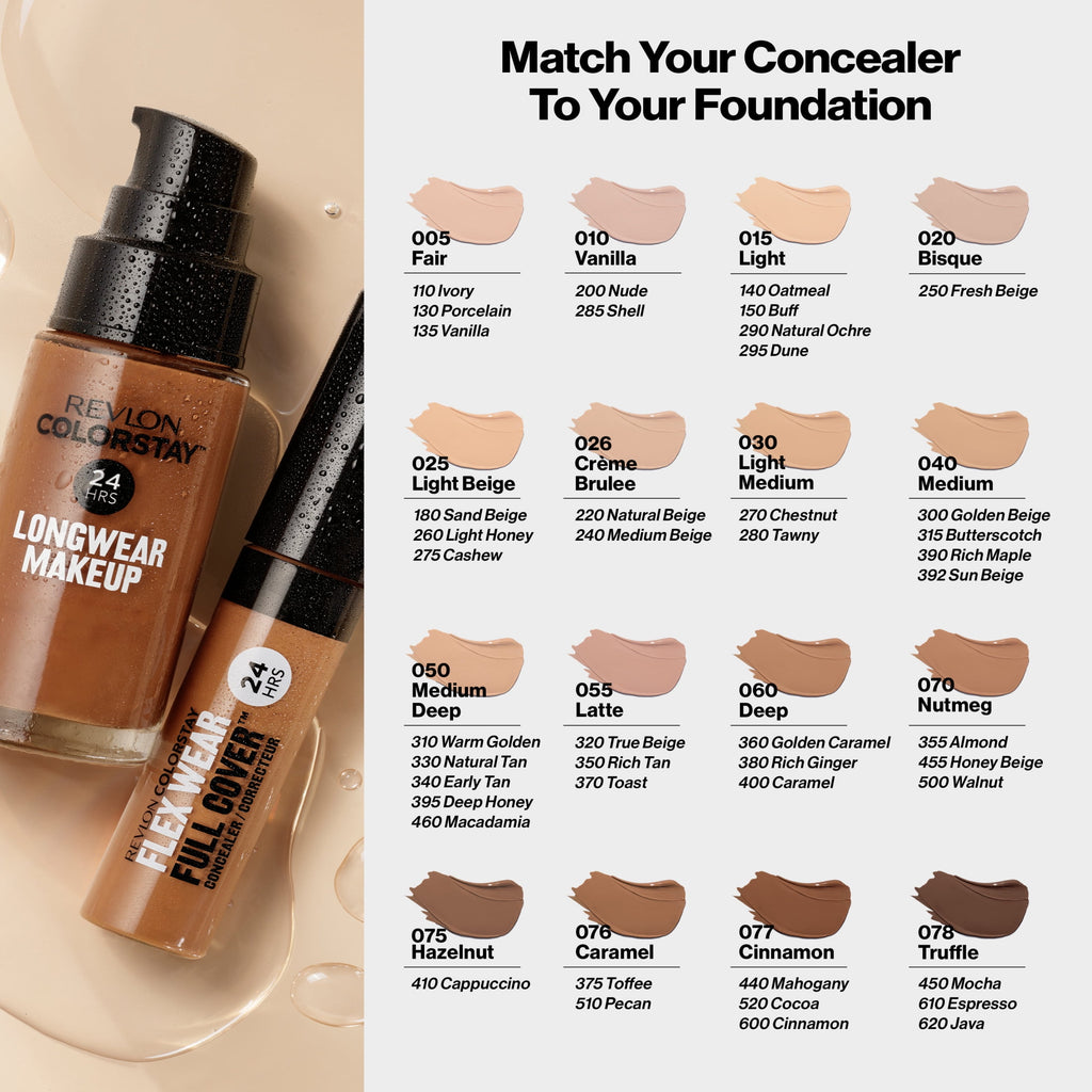 Revlon ColorStay Flex Wear Concealer, Full Coverage, 24HR Wear, 076 Caramel, 0.34 fl oz