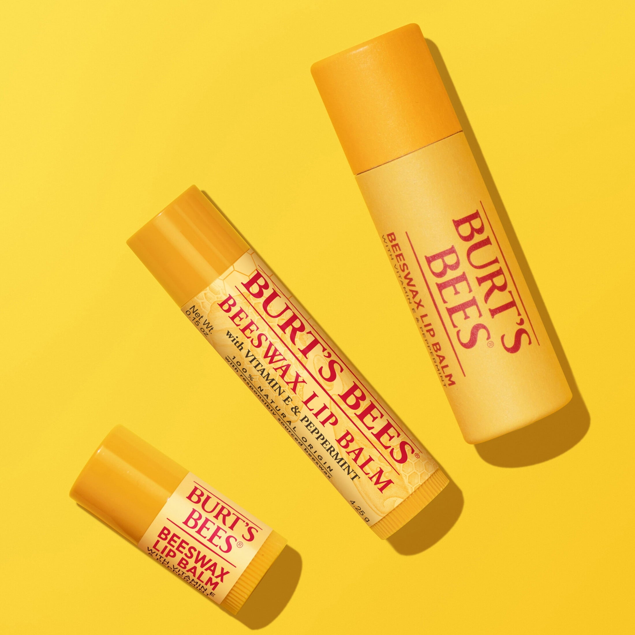(2 pack) Burt's Bees 100% Natural Origin Moisturizing Beeswax Lip Balm, Peppermint, 1-Pack, 0.15 oz