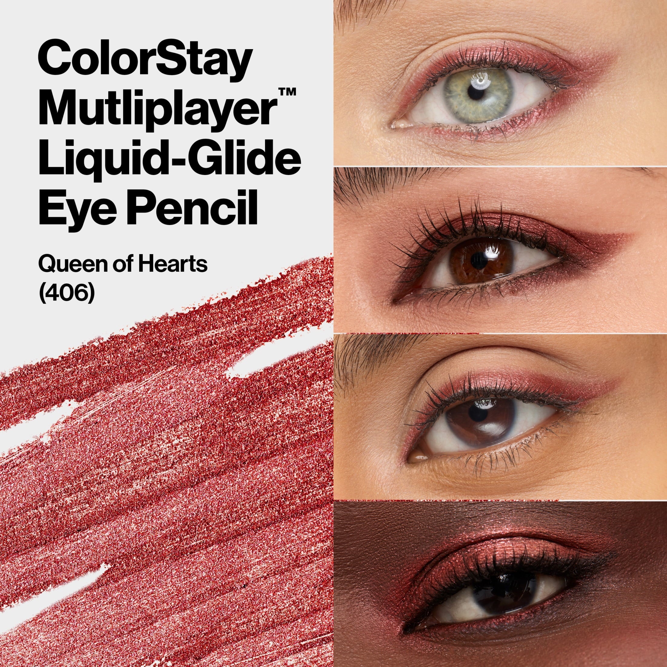 Revlon ColorStay Multiplayer Liquid-Glide Eye Pencil, Waterproof Eye Liner, 406 Queen of Hearts, 0.03 oz
